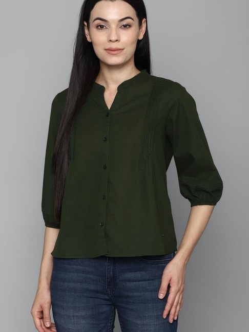 Allen Solly Olive Regular Fit Shirt Price in India