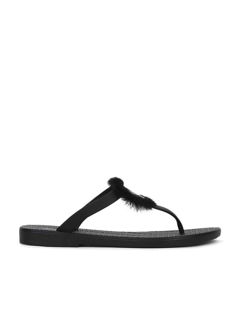 Elle Women's Black T-Strap Sandals