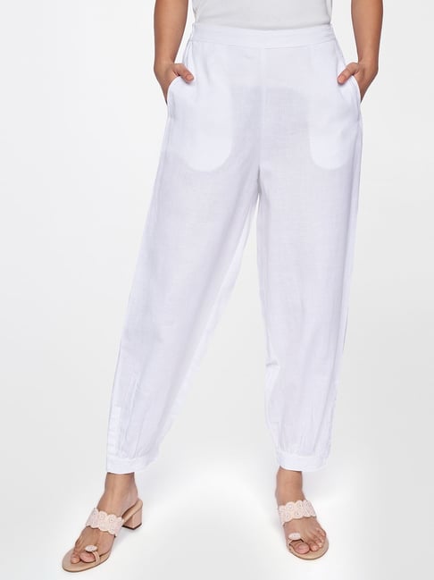 Global Desi White Straight Fit Pants