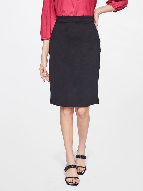 AND Black Above Knee Skirt Price in India
