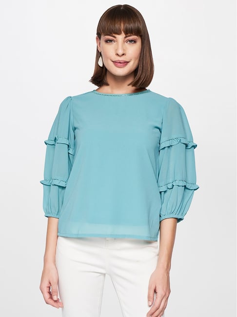 AND Teal Regular Fit Top Price in India