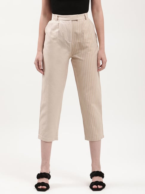 Elle Beige Striped Culottes