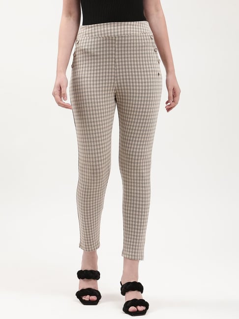 Elle Beige & Black Checks Jeggings-picture-16