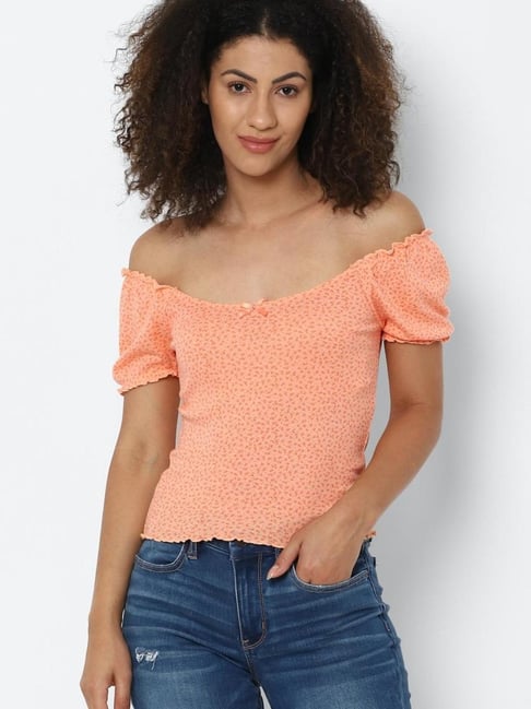 American Eagle Outfitters Peach Printed Top-picture-27