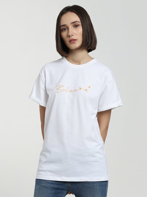 Bewakoof white cheap t shirt