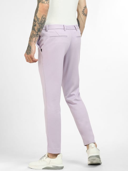 Buy LIFE Lilac Solid Cotton Blend Relaxed Fit Women's Pants | Shoppers Stop