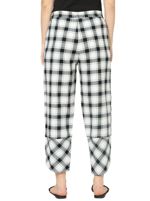 Buy Mystere Paris White Checks Lounge Pants for Women Online