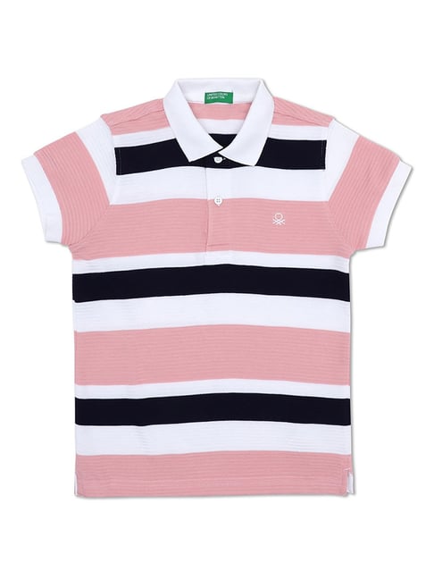 United Colors of Benetton Kids Pink Striped Polo T-Shirt