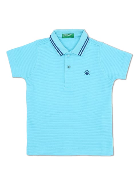 United Colors of Benetton Kids Aqua Blue Solid Polo T-Shirt