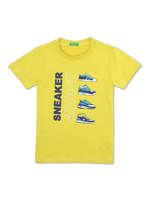 United Colors of Benetton Kids Yellow Printed T-Shirt