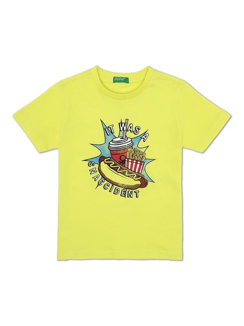 United Colors of Benetton Kids Yellow Printed T-Shirt