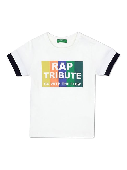 United Colors of Benetton Kids Off White Graphic Print T-Shirt