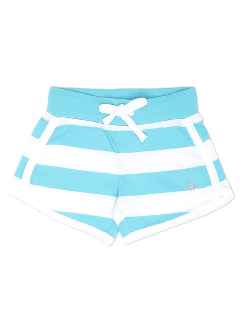 United Colors of Benetton Kids Aqua Blue Striped Shorts