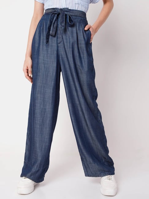 Vero Moda Medium Blue Regular Fit Pants