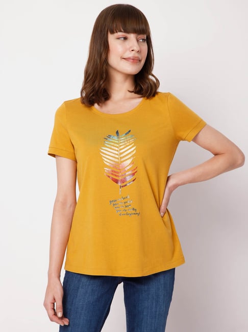 Vero Moda Mustard Printed T-shirt