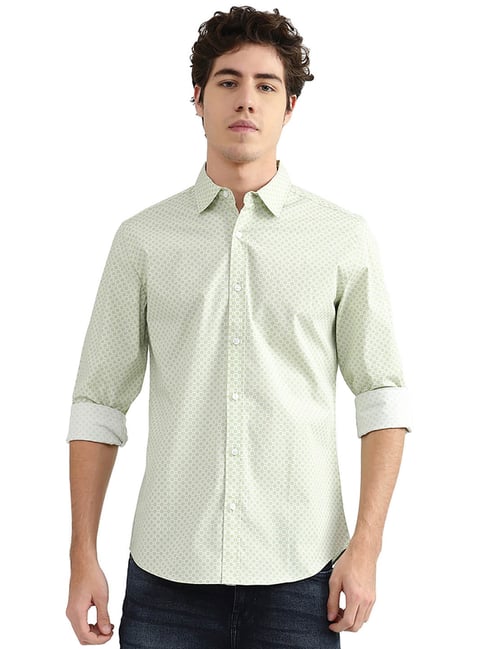 United Colors of Benetton Green & White Printed Shirt