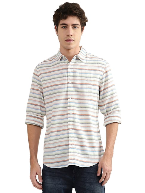 United Colors of Benetton White Striped Shirt