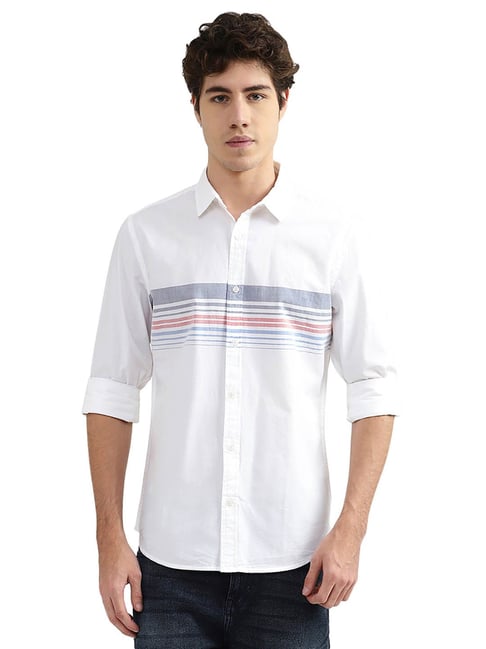 United Colors of Benetton White Striped Shirt