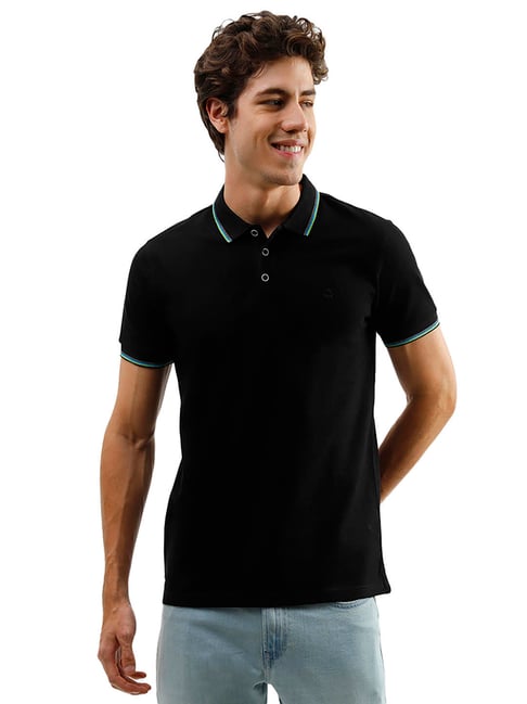 United Colors of Benetton Black Regular Fit Polo T-Shirt