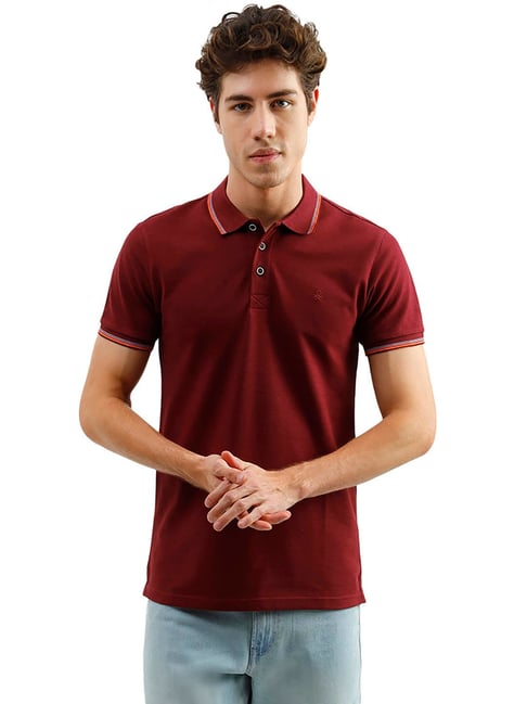 United Colors of Benetton Maroon Regular Fit Polo T-Shirt