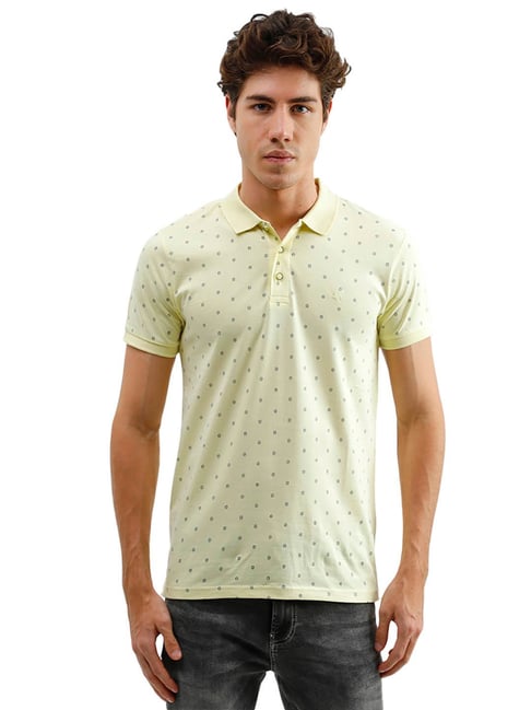 United Colors of Benetton Yellow Printed Polo T-Shirt