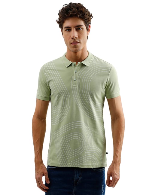 United Colors of Benetton Green Striped Polo T-Shirt