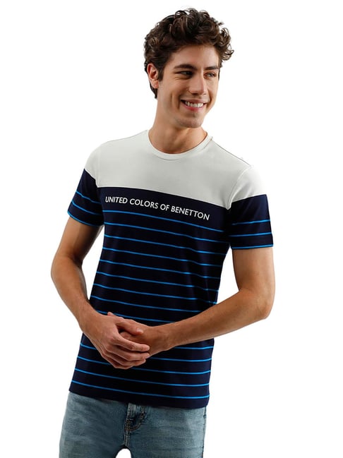 United Colors of Benetton Navy Striped T-Shirt