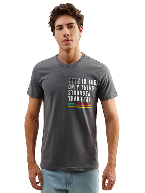 United Colors of Benetton Grey Graphic Print T-Shirt