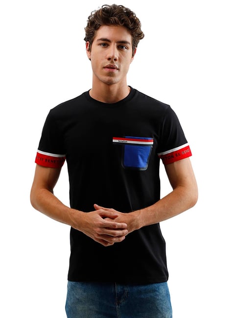 United Colors of Benetton Black Regular Fit T-Shirt