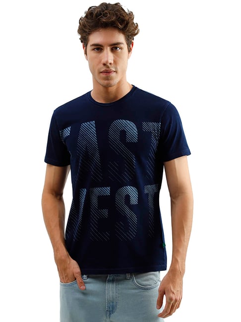 United Colors of Benetton Blue Printed T-Shirt