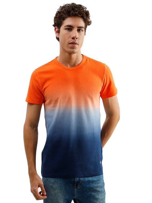 United Colors of Benetton Orange Colour-Block T-Shirt