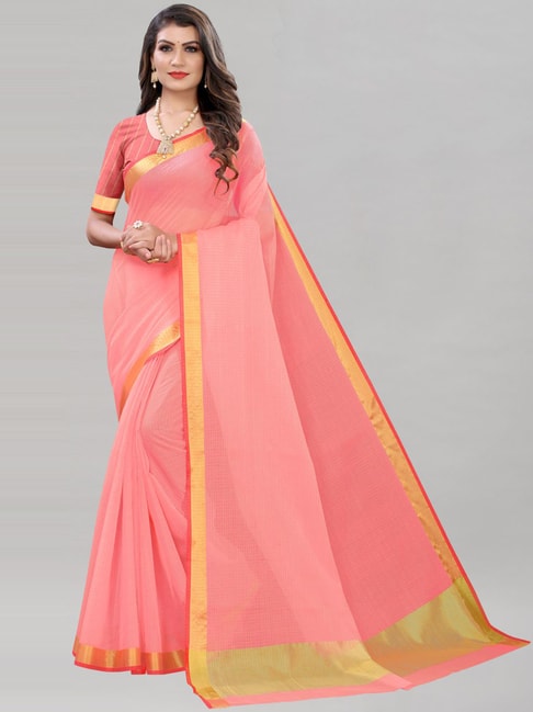 Satrani Pink Saree With Unstitched Blouse Price in India