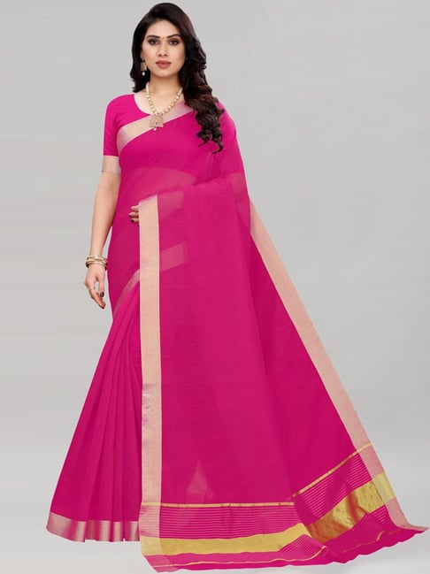 Satrani Magenta Saree With Unstitched Blouse Price in India