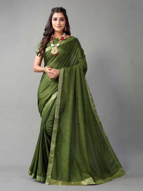 Buy Satrani Pista Green Woven Saree With Unstitched Blouse for Women Online  @ Tata CLiQ