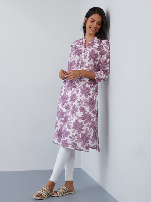 Utsa by Westside Purple Floral Straight Kurta Price in India