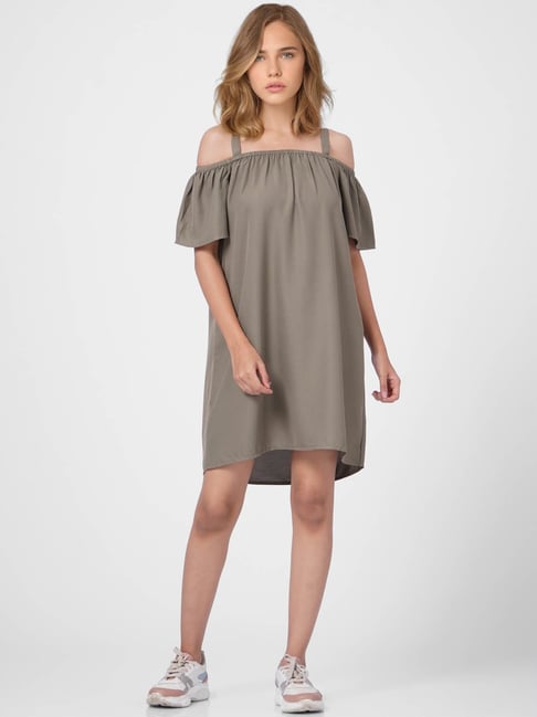 Only Grey Regular Fit Shift Dress Price in India