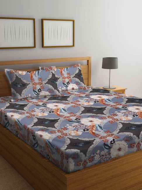 Buy Klotthe Floral Multicolor Cotton Blend King Size Bed Sheet at Best  Price @ Tata CLiQ