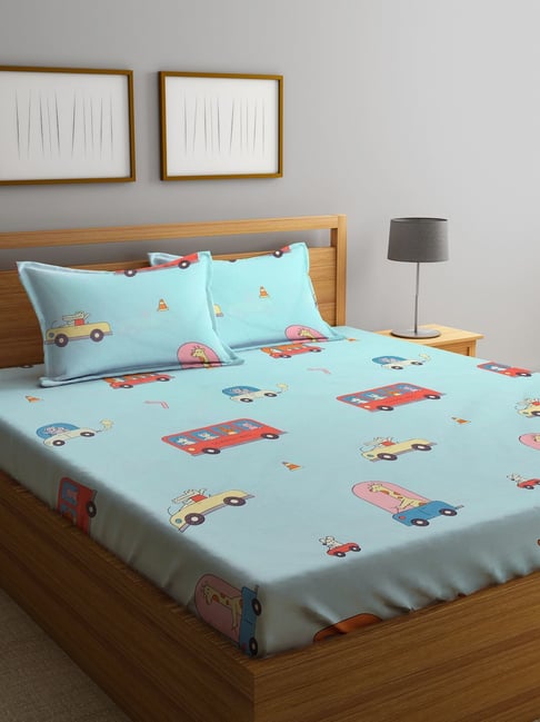 Klotthe Character based Multicolor 210 TC Cotton Blend King Size Bed Sheet with 2 Pillow Covers-picture-19