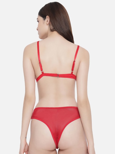 Buy Women Red Lace Sheer Lingerie Set for Women Online @ Tata CLiQ