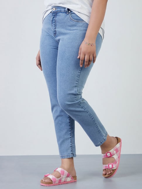 Gia Curves by Westside Light Blue Cropped Jeans