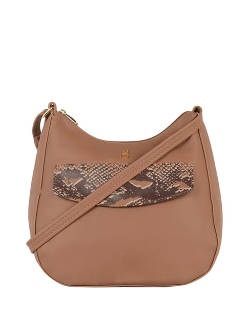 Baggit Brown Solid Medium Sling Handbag 