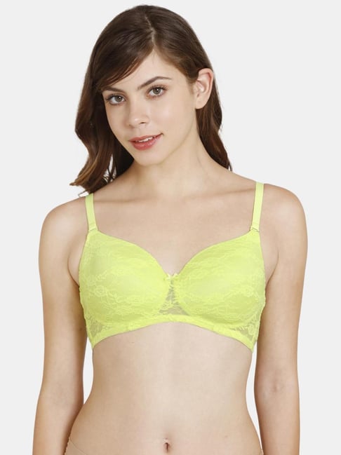 Buy Rosaline by Zivame Lime Green Lace Padded Bra for Women Online