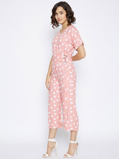 Crimsoune Club Pink White Polka Dot Jumpsuit
