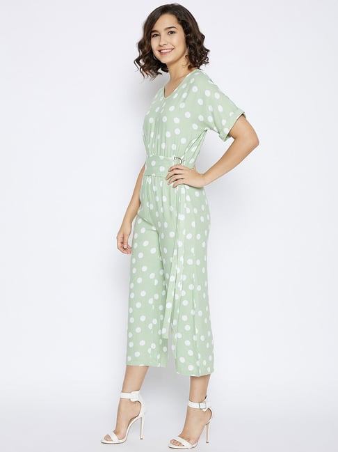 Crimsoune Club Green White Polka Dot Jumpsuit