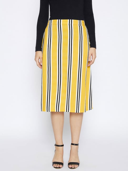 Crimsoune Club Yellow & White Striped Skirt Price in India