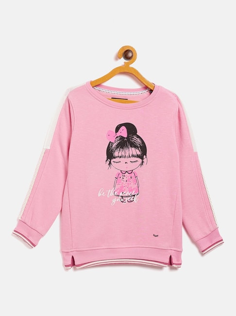 Crimsoune Club Kids Pink Printed Sweatshirt