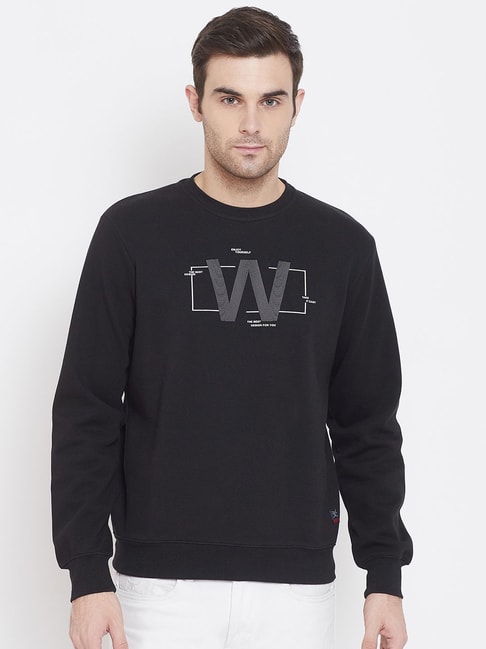 Crimsoune Club Black Slim Fit Printed Sweatshirt
