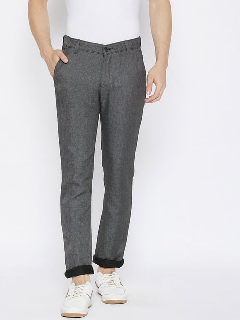 Buy Men Blue Slim Fit Solid Flat Front Casual Trousers Online - 771967 |  Louis Philippe