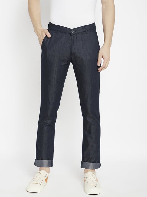 Buy Black & White Trousers & Pants for Men by Rr Blue Online | Ajio.com