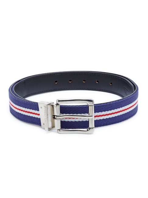 Red Tape Navy & Black Woven Casual Reversible Leather Belt for Men